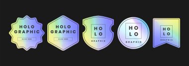 Holographic Gradient Geometric Shapes Collection for Modern Design Projects clipart