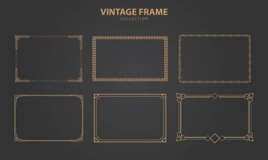 Elegant Vintage Gold Frame Collection for Invitations and Design Projects clipart