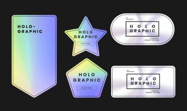 Holographic Gradient Geometric Shapes Collection for Modern Design Projects clipart