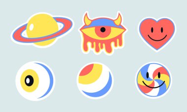 Şirin ve Renkli Soyut Etiket Paket Vektörü