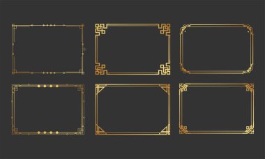 Zarif Tasarım Projeleri için Altın Dekoratif Dikdörtgen Çerçeve Vektörü