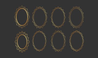 Lüks Tasarım Projeleri için Zarif Altın Oval Çerçeve Vektör Koleksiyonu