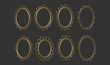 Lüks Tasarım Projeleri için Zarif Altın Oval Çerçeve Vektör Koleksiyonu