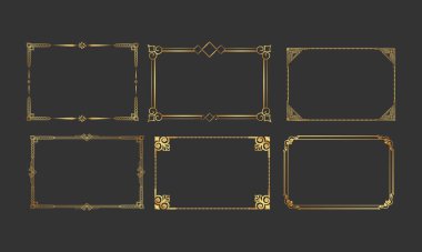 Zarif Tasarım Projeleri için Altın Dekoratif Dikdörtgen Çerçeve Vektörü