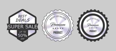 Premium Quality Badge Collection with Elegant Silver Design Vector clipart