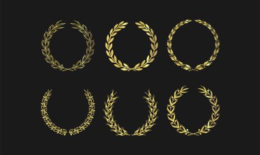 Golden Laurel Wreath Collection for Awards and Achievements Vector clipart