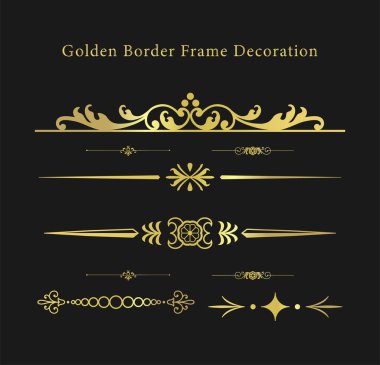 Elegant Gold Border Frame Decoration Vector Set for Invitations and Card clipart