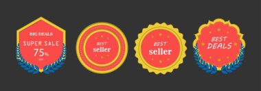 Colorful Premium Quality Badge Set for Product Labels clipart