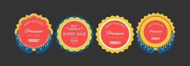 Colorful Premium Quality Badge Set for Product Labels clipart