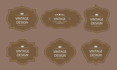 Süslü Çerçeveli Vintage Etiket Tasarım Koleksiyonu