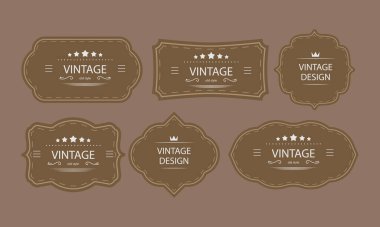 Süslü Çerçeveli Vintage Etiket Tasarım Koleksiyonu