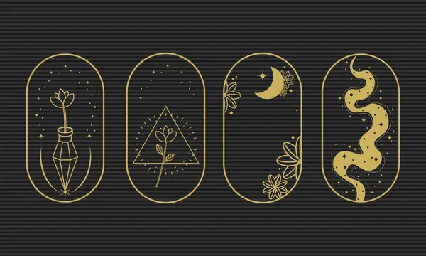 Göksel ve Simya Temalı Mistik Altın Çizgi Sanat Resimleri