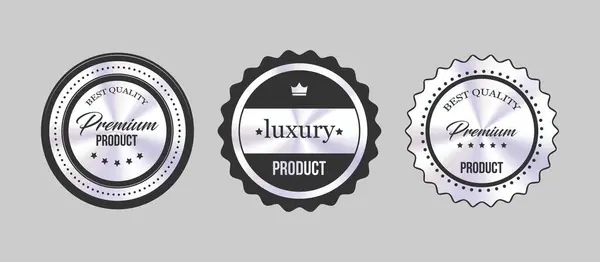 stock vector Premium Quality Badge Collection with Elegant Silver Design Vector