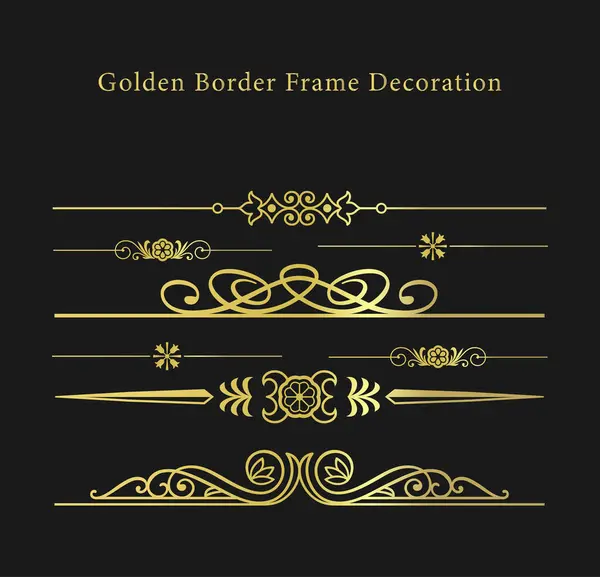 Davetiye ve Kart için Zarif Altın Sınır Dekorasyon Vektörü Ayarlandı