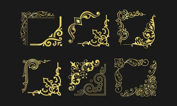 Zarif Vintage Altın Köşe Süsleme Vektörü