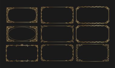 Zarif Dekoratif Kenarlıklarla Eski Altın Çerçeveler