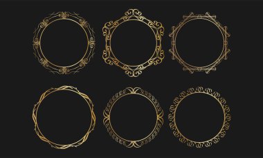 Zarif Dekoratif Kenarlıklarla Eski Altın Çerçeveler