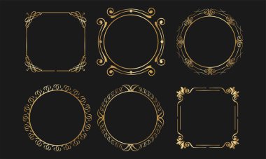 Zarif Dekoratif Kenarlıklarla Eski Altın Çerçeveler