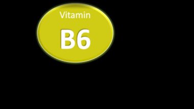 Dairesel formda siyah arkaplanlı B6 vitamini.