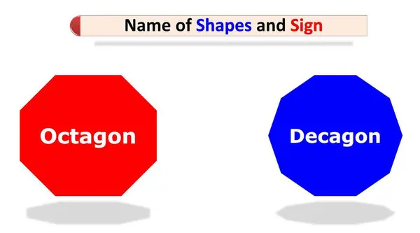 Sekizgen ve Decagon. Şekillerin ve işaretlerin adı.