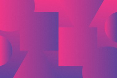 Circle Square ve Triangle Shapes and Designs Purple and Red Colors Grainy Doku Modern Soyut Arkaplan Geometrik Arkaplan