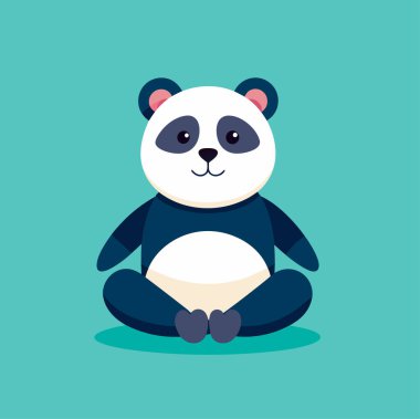 Düz çizim panda meditasyon Yoga gülen surat