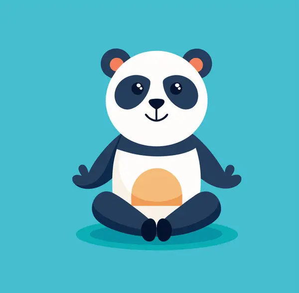 düz illüstrasyon panda meditasyon yogası