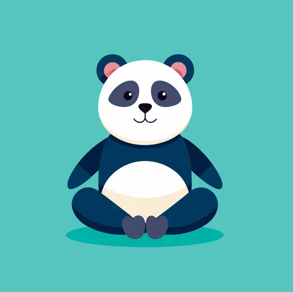 Düz çizim panda meditasyon Yoga gülen surat
