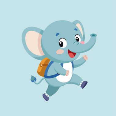 Sevimli bebek fil okula gidiyor.