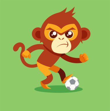 Maymun futbol oynuyor kızgın surat.