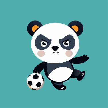 Şirin panda futbol oynuyor kızgın surat