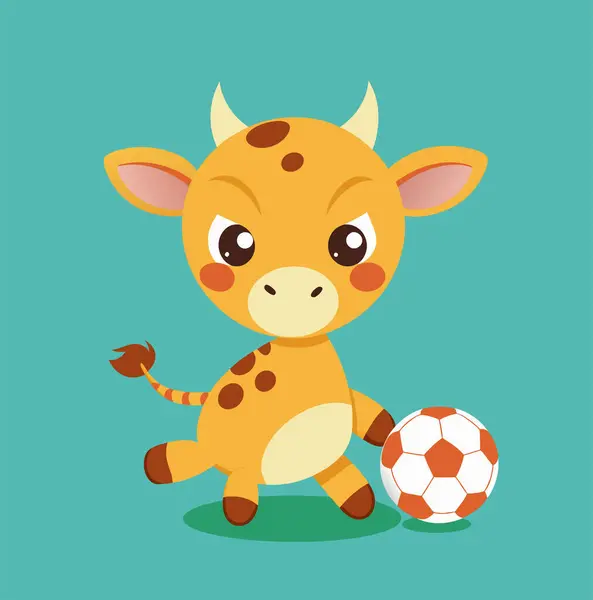 Şirin zürafa futbol oynuyor. 