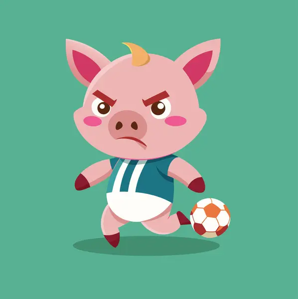 Kızgın suratlı futbol oynayan bir domuz.