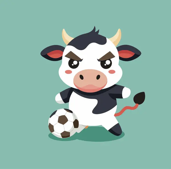 Şirin inek futbol oynuyor kızgın surat