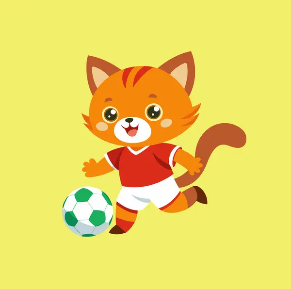 Şirin kedi okula futbol oynuyor.