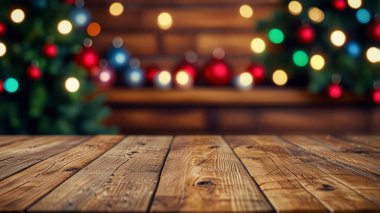 bulanık arkaplanda boş ahşap masa üstü