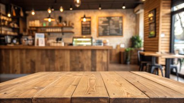 boş ahşap masa bulanık rustik tasarım kahvesi