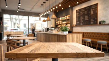 boş ahşap masa bulanık rustik tasarım kahvesi