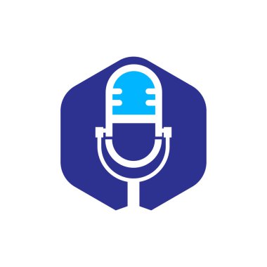 Podcast kulaklık vektör logo tasarım şablonu.