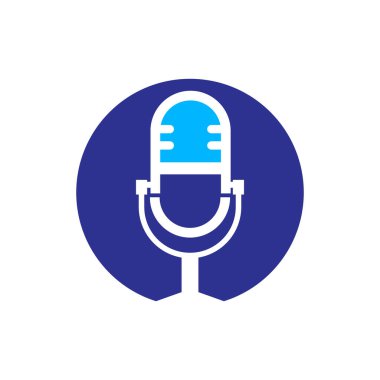 Podcast kulaklık vektör logo tasarım şablonu.