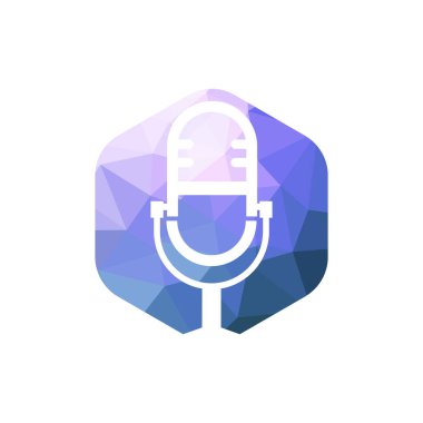 Podcast kulaklık vektör logo tasarım şablonu.