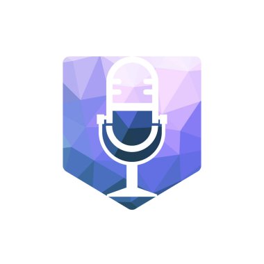 Podcast kulaklık vektör logo tasarım şablonu.