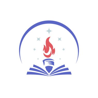 Modern Kitap Ateşi Logo Şablonu Tasarımı.
