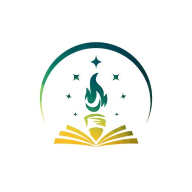 Modern Kitap Ateşi Logo Şablonu Tasarımı.
