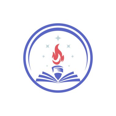 Modern Kitap Ateşi Logo Şablonu Tasarımı.