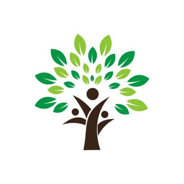 Ağaç ailesi vektör logo tasarım şablonu.