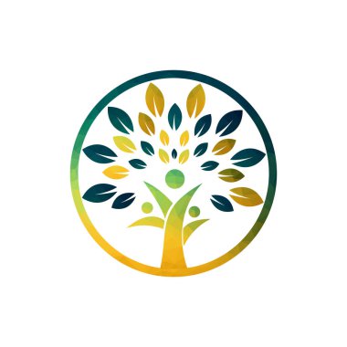 Ağaç ailesi vektör logo tasarım şablonu.