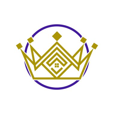 Ev sahibi kral vektör logosu tasarımı. Yaratıcı ev ve taç vektör logosu tasarımı kavramı.