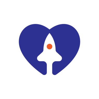 Aşk Roket Vektör Logo Tasarım. Başlat Roket Uzay Gemisi Soyut Vektör Logo.