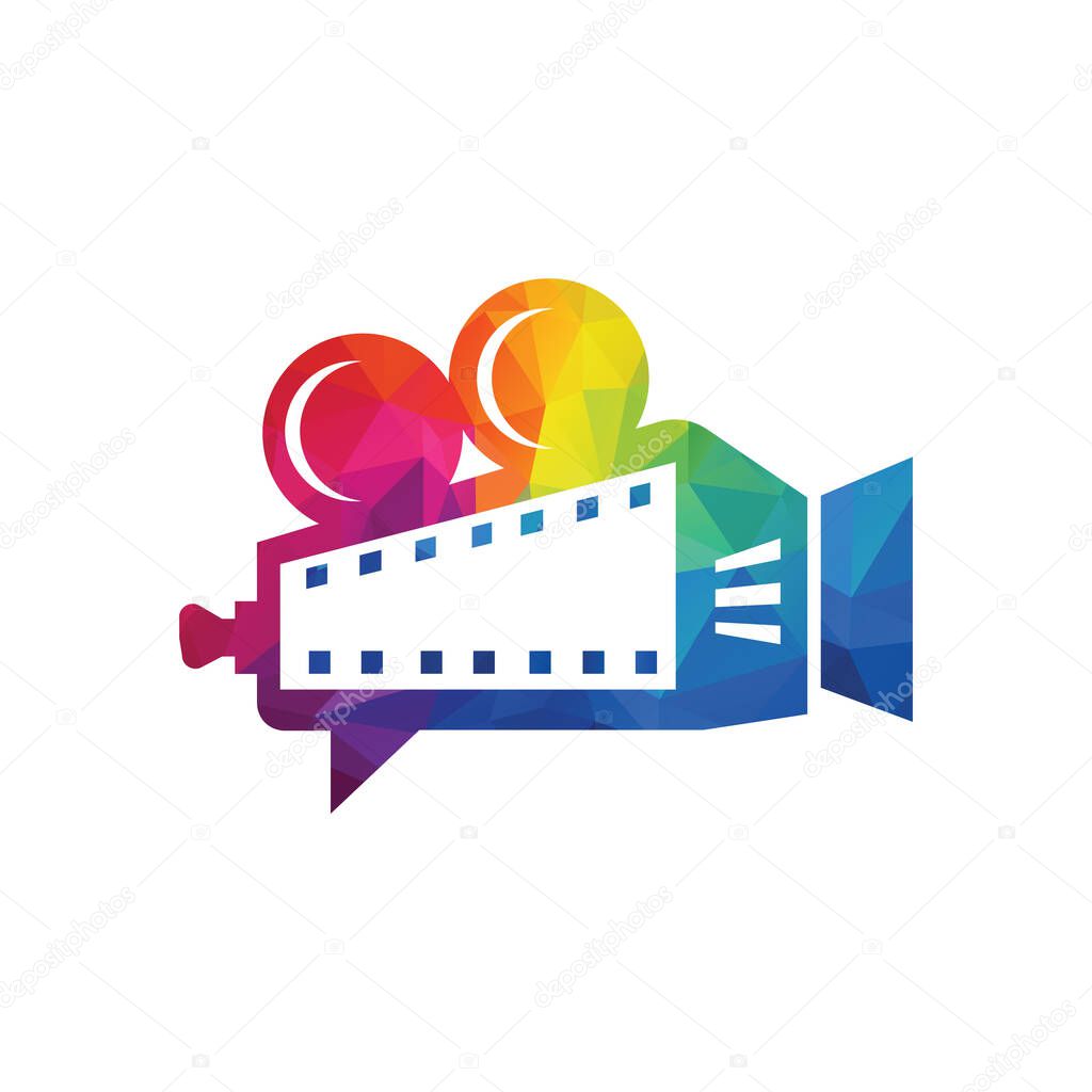 Talk chat camera film logo design template.